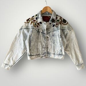 The Paris Express Look Sequin Denim Jacket Women Size S